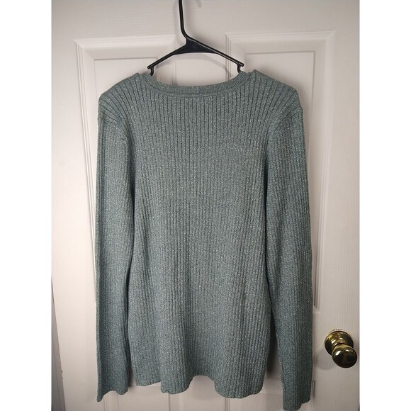 Nine West Sweater Womens XXL Gray Glitter Crew Neck Knit Long Sleeve Office/Part - Picture 9 of 9